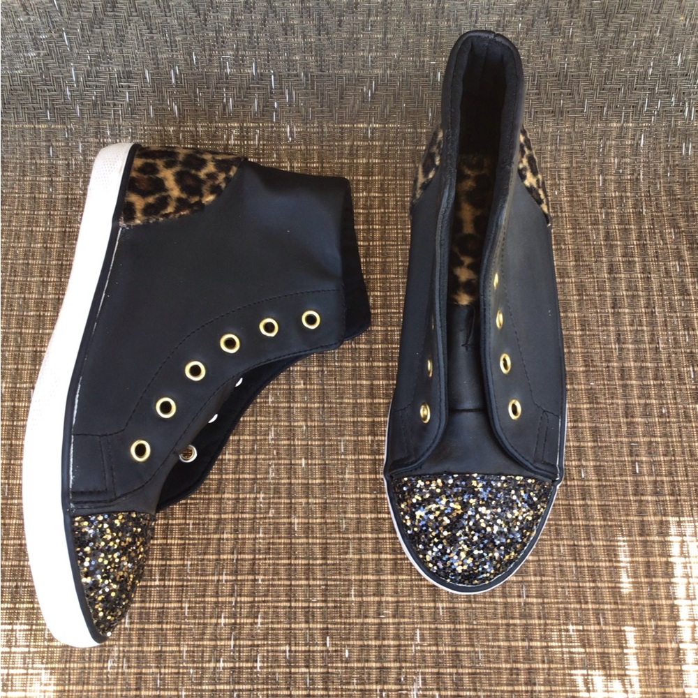 Drash Black Leopard Glitter High Top Sneakers